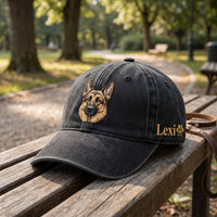 Personalized Dog Embroidered Hat, Custom Pup Name Baseball Cap, Animal Portrait Hat for Dog Mom, Adjustable Cotton Cap, Pet Lover Gift