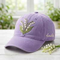 Personalized Birth Flower Embroidered Hat, Custom Name Floral Cap, Low Profile Dad Hat, Birthday Month Gift for Her, Personalized Gift
