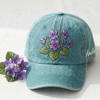 Personalized Birth Flower Embroidered Hat, Custom Name Floral Cap, Low Profile Dad Hat, Birthday Month Gift for Her, Personalized Gift