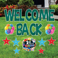 Welcome Back School Yard Sign Set, 1st Day Classroom Lawn Display, Weatherproof Coroplast Sign, 14 Piece Stakes School Spirit Decor