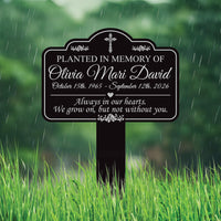 Planted in Memory Aluminum Yard Sign, Personalized Memorial Garden Stake, 10x14 Rust-Free Grave Marker, Custom Name Outdoor Remembrance Sign