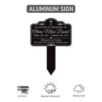 Planted in Memory Aluminum Yard Sign, Personalized Memorial Garden Stake, 10x14 Rust-Free Grave Marker, Custom Name Outdoor Remembrance Sign