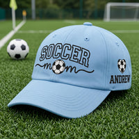 Personalized Soccer Mom Embroidered Hat, Custom Name Sports cap, Low Profile Dad Hat, Soccer Parent Sideline team Gift, Game Day Gift