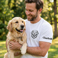 Custom Pet Embroidered Shirt, Personalized Pup Portrait Hoodie, Dog Lover Sweatshirt, Custom Name Sleeve Embroidery, Gift for Dog Lover