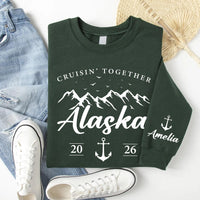 Personalized Alaska Cruise Sweatshirt, Custom Name Sleeve, Mountain Anchor Trip Pullover, Family Vacation Tee, Cruise Gift 2026