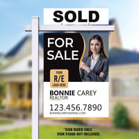 Custom For Sale Real Estate Sign, Personalized Realtor Photo Aluminum Sign, Hanging Real Estate Sign, 24x6 Sold Rider, Agent Branding Sign