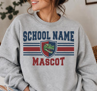 Personalized School Mascot Sweatshirt, Custom Team Name Crewneck, Mascot Sports Team Shirt, School Spirit Wear Pullover, Coach Gift