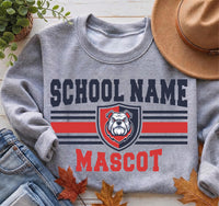 Personalized School Mascot Sweatshirt, Custom Team Name Crewneck, Mascot Sports Team Shirt, School Spirit Wear Pullover, Coach Gift