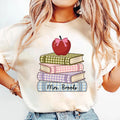 Personalized Teacher Shirt, Custom Classroom Name Tee, Cute Apple Books Shirt, First Day Back to School Outfit, New Teacher Gift for Her