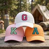 Personalized Varsity Letter Embroidered Hat, Custom Initial Baseball Cap, Adjustable Cotton Cap, School Team Gift, Custom Monogram Gift
