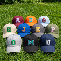 Personalized Varsity Letter Embroidered Hat, Custom Initial Baseball Cap, Adjustable Cotton Cap, School Team Gift, Custom Monogram Gift