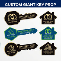 2 Pack Personalized Real Estate Marketing Closing Signs, Customized Realtor Social Media Photo Props, Realtor Key, Custom House Shaped Sign