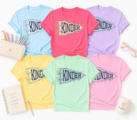 Custom Kinder Teacher Shirt, Kindergarten Grade Level Tee, Cute Pennant Classroom Shirt, Back to School Outfit, Teacher Appreciation Gift