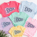 Custom Kinder Teacher Shirt, Kindergarten Grade Level Tee, Cute Pennant Classroom Shirt, Back to School Outfit, Teacher Appreciation Gift