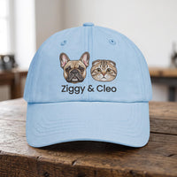 Personalized Pet Portrait Embroidered Hat, Custom Dog Faces and Names Cap, Soft Chino Twill Cap, Dog Mom Gift for Her, Pet Lover Gift