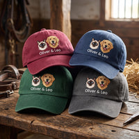Personalized Pet Portrait Embroidered Hat, Custom Dog Faces and Names Cap, Soft Chino Twill Cap, Dog Mom Gift for Her, Pet Lover Gift