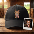 Personalized Horse Portrait Embroidered Hat, Custom Pet Photo Baseball Cap, Low Profile Dad Hat, Equestrian Rider Gift, Pet Lover Gift