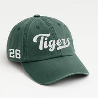 Personalized Tigers Embroidered Baseball Cap, custom team name number cap, Game Day Dad Hat, baseball player fan gift, Team Gift for Fans