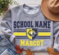 Personalized School Mascot Sweatshirt, Custom Team Name Crewneck, Mascot Sports Team Shirt, School Spirit Wear Pullover, Coach Gift