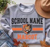 Personalized School Mascot Sweatshirt, Custom Team Name Crewneck, Mascot Sports Team Shirt, School Spirit Wear Pullover, Coach Gift