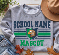 Personalized School Mascot Sweatshirt, Custom Team Name Crewneck, Mascot Sports Team Shirt, School Spirit Wear Pullover, Coach Gift