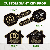 2 Pack Personalized Real Estate Marketing Closing Signs, Customized Realtor Social Media Photo Props, Realtor Key, Custom House Shaped Sign