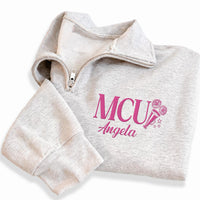 Personalized Greek Embroidered Quarter Zip Sweatshirt, Custom Sorority Pullover, School Spirit Layer, Cheer Team Top, Big Little Gift