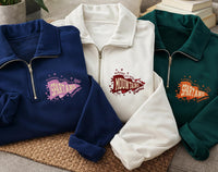 Personalized School Embroidered Quarter Zip Sweatshirt, Custom Mascot Pullover, Club Team Apparel, Student Cozy Layer, Custom Team Gift