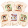 Personalized Grandpa Photo Shirt, Custom Kids Face Name Tee, Retro Striped Pop Pop Shirt, Family Photo Keepsake, Father's Day Gift