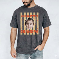 Personalized Grandpa Photo Shirt, Custom Kids Face Name Tee, Retro Striped Pop Pop Shirt, Family Photo Keepsake, Father's Day Gift