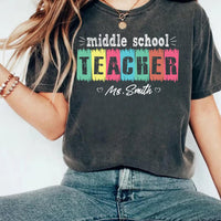 Personalized Name Varsity Letter Shirt, Custom Colorful Striped Tee, Preppy School Spirit Top, Back to School Outfit, Gift for Student