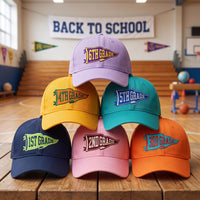 Personalized Grade Level Embroidered Hat, Back to School Pennant Cap, Low Profile Dad Hat, First Day of School Gift, Classroom Gift