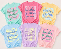 Personalized Kindergarten Teacher Shirt, Custom Educator Name Tee, Striped Classroom Top, Back to School Outfit, Teacher Appreciation Gift