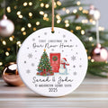 Custom New Home Ornament 2025, Our First Christmas in New Home Ornament, Personalized First House Ceramic Ornament, Newlywed Gift Keepsake