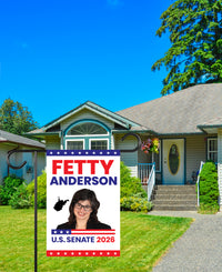 Fetty Anderson For West Virginia Senate 2026 Garden Flag, Double Sided, 2026 Senate Flag, Elections Flag, Race Red White & Blue Flag