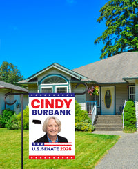 Cindy Burbank For Nebraska Senate 2026 Garden Flag, Double Sided, 2026 Senate Flag, Elections Flag, Republican, Race Red White & Blue Flag