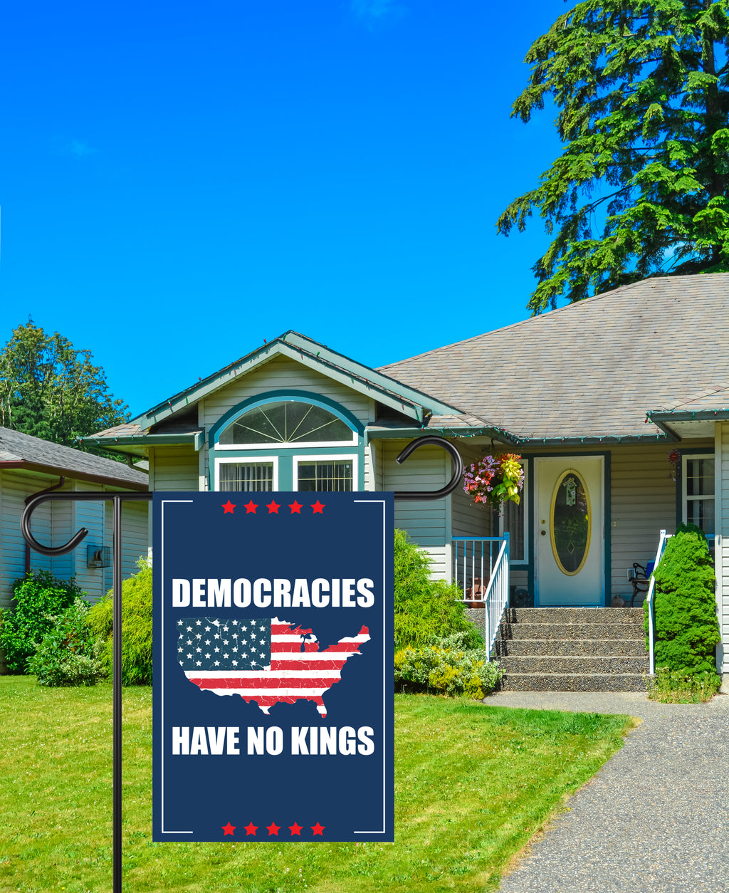 No Kings In America Garden Flag, 12x18 Inch Double Sided, Democracies Have No Kings, Anti-Trump Flag, Resist Racism, Resist Fascism Flag