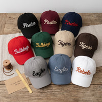 Custom Team Baseball Cap, Embroidered Hat for Game Day Fans, Adjustable Sports Cap, Team Mom Dad Coach Gift, Gym Spirit Wear Baseball Hat