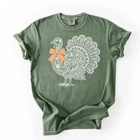 White Lace Turkey Thanksgiving Sweatshirt, Mandala Floral Graphic Tee, Coquette Gingham Bow Tee, Turkey Dinner Outfit, Fall Harvest Gift