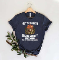 Out of Breath Hiking Society Short Sleeve T-Shirt, Funny Hiking T-Shirt