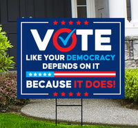 Democracy vs Fascism Protest Yard Sign - Vote Early, No Kings, Anti-Trump, Protect Democracy, Resist Fascism Yard Sign with Metal H-Stake