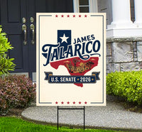 James Talarico For Texas Senate 2026 Yard Sign, Corrugated Plastic Senate Elections, Race Red White & Blue Yard Sign with Metal H-Stake