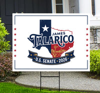 James Talarico For Texas Senate 2026 Yard Sign, Corrugated Plastic Senate Elections, Race Red White & Blue Yard Sign with Metal H-Stake