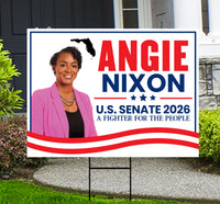 Angie Nixon For Florida Senate 2026 Yard Sign, Corrugated Plastic Senate Elections Race Red White & Blue Yard Sign with Metal H-Stake