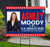 Ashley Moody For Florida Senate 2026 Yard Sign, Corrugated Plastic Senate Elections Race Red White & Blue Yard Sign with Metal H-Stake