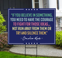 Justice for Charlie Yard Sign, A True Patriot Charlie Kirk Sign, Charlie Kirk Is My Hero Sign, Charlie Kirk Freedom Sign with Metal H-Stake