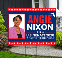 Angie Nixon For Florida Senate 2026 Yard Sign, Corrugated Plastic Senate Elections Race Red White & Blue Yard Sign with Metal H-Stake