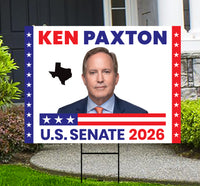 Ken Paxton For Texas Senate 2026 Yard Sign, Corrugated Plastic Senate Elections, Race Red White & Blue Yard Sign with Metal H-Stake