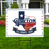 Ken Paxton For Texas Senate 2026 Yard Sign, Corrugated Plastic Senate Elections, Race Red White & Blue Yard Sign with Metal H-Stake