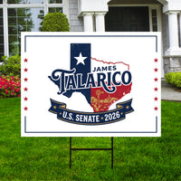 James Talarico For Texas Senate 2026 Yard Sign, Corrugated Plastic Senate Elections, Race Red White & Blue Yard Sign with Metal H-Stake